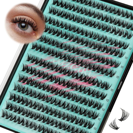Lash Clusters Wispy 280PCS Eyelash Extension 40D Cluster Lashes Individual Lashes DIY Lash Extension Natural Look Cluster Eyelash Extensions Soft False Eyelashes at Home for Beginners(10mm)-GlimoraGlow