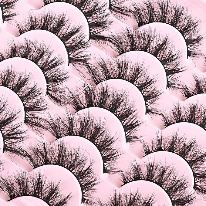 FARRED Cat Eye Lashes Short Natural Eyelashes 15mm Fluffy Wispy Strip Eyelash 14 Pairs Cute Natural Fake Lashes Packs Small Full Pestañas Set (F10 | 9-15mm)-GlimoraGlow