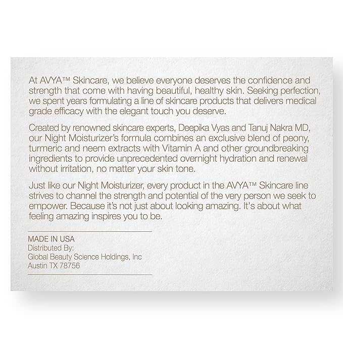 AVYA Night Moisturizer (1.7oz) - Advanced Ayurvedic Skincare/Retinol Cream with Antioxidants/Reduces Fine Lines and Wrinkles-GlimoraGlow