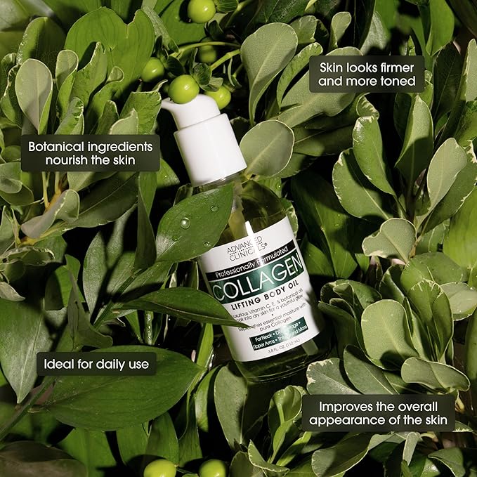 Advanced Clinicals Collagen Body Oil + Unscented Collagen Cream Body Lotion & Face Cream 2PC Beauty Skin Care Set For Women & Men For Improving Appearance Of Crepey Skin, Dry Skin, & Wrinkles, 2pc-GlimoraGlow