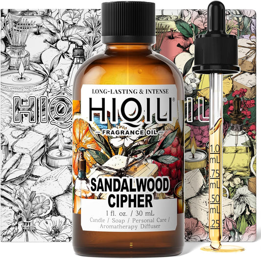 HIQILI Sandalwood Cipher Fragrance Oil for Diffuser, Inspired by Srge-L.tens StalMajus-cvle, Candle & Soap, Perfume & Body Oil Making- Have Gourmand Notes, Long-Lasting- 1 Fl Oz-GlimoraGlow