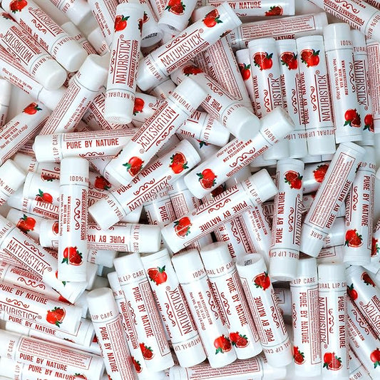 150-Pack Lip Balm in Bulk by Naturistick. Pomegranate Scent. 100% Natural Ingredients. Best Beeswax Chapstick for Dry, Chapped Lips. Made in USA-GlimoraGlow