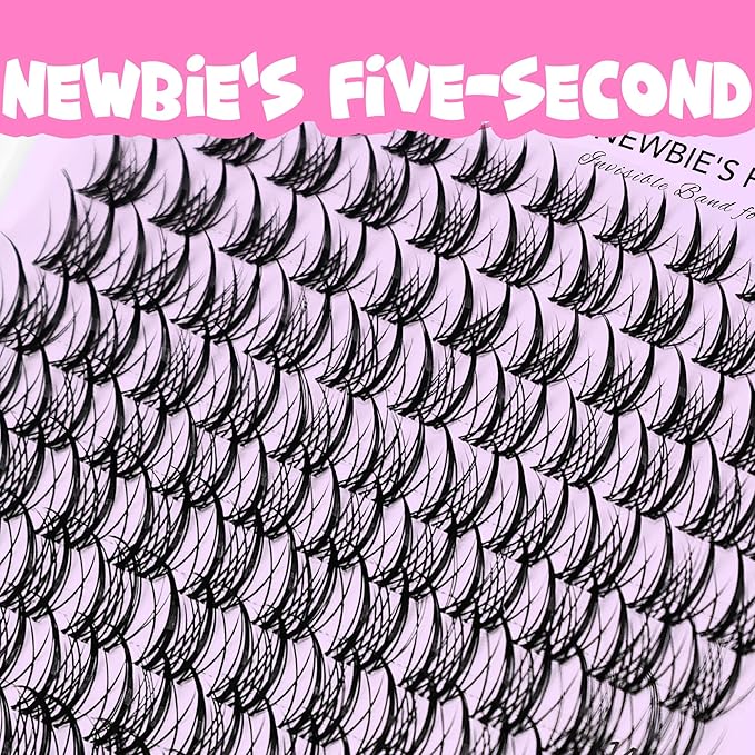 VEYESBEAUTY Lash Clusters Eyelash Extensions Thin & Invisible Band DIY Individual False Eyelashes Newbie's Five-Second Series Wispy Lash Tray for Self-application, Sylph Lashes 8-18mm Mixed Length-GlimoraGlow