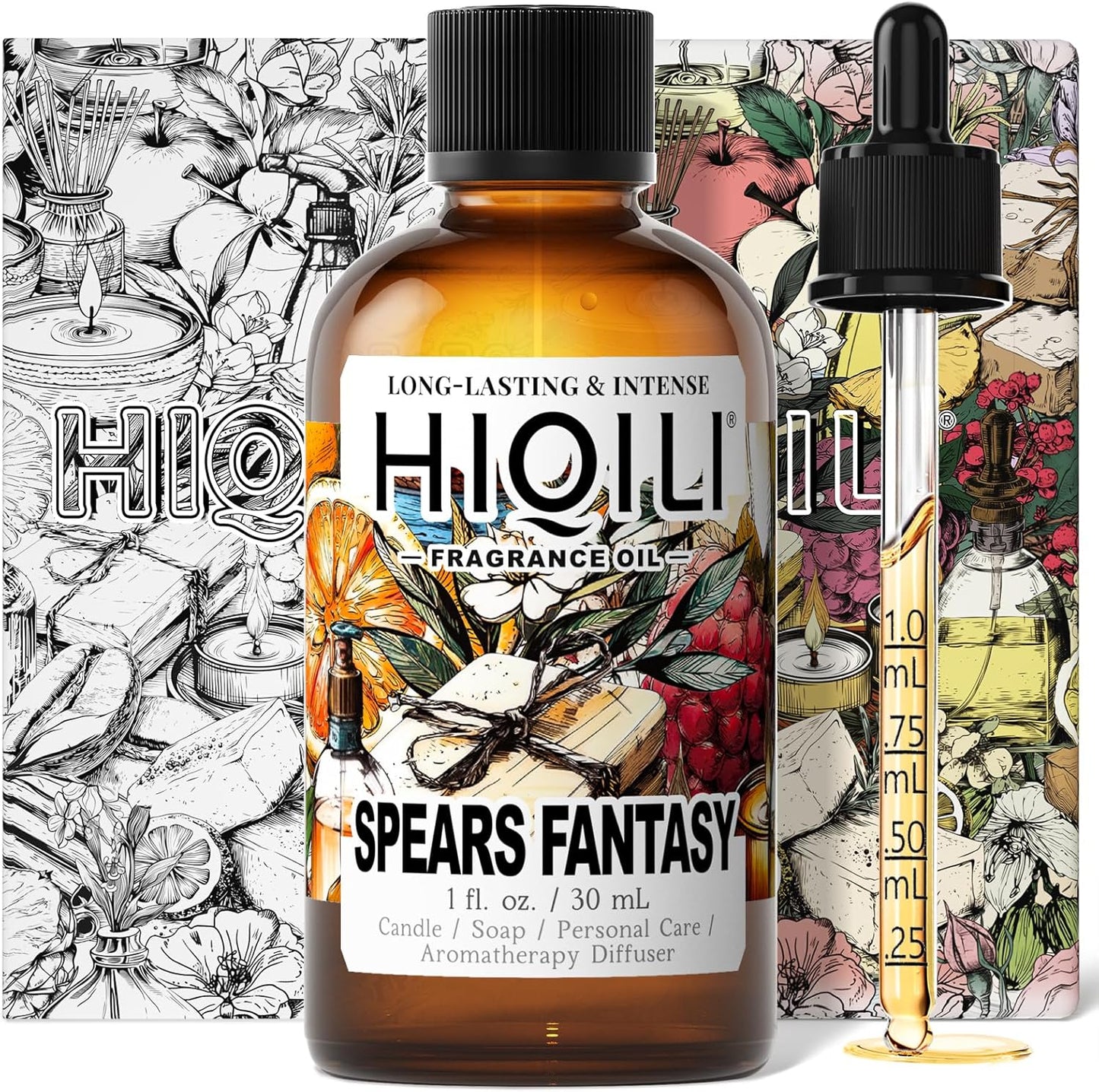 HIQILI Spears Fantasy Fragrance Oil for Home Diffuser, White Chocolate‌ & Cupcake‌ Scents, DIY Soap, Candle, Perfume Making, Long Lasting - 1 Fl Oz-GlimoraGlow