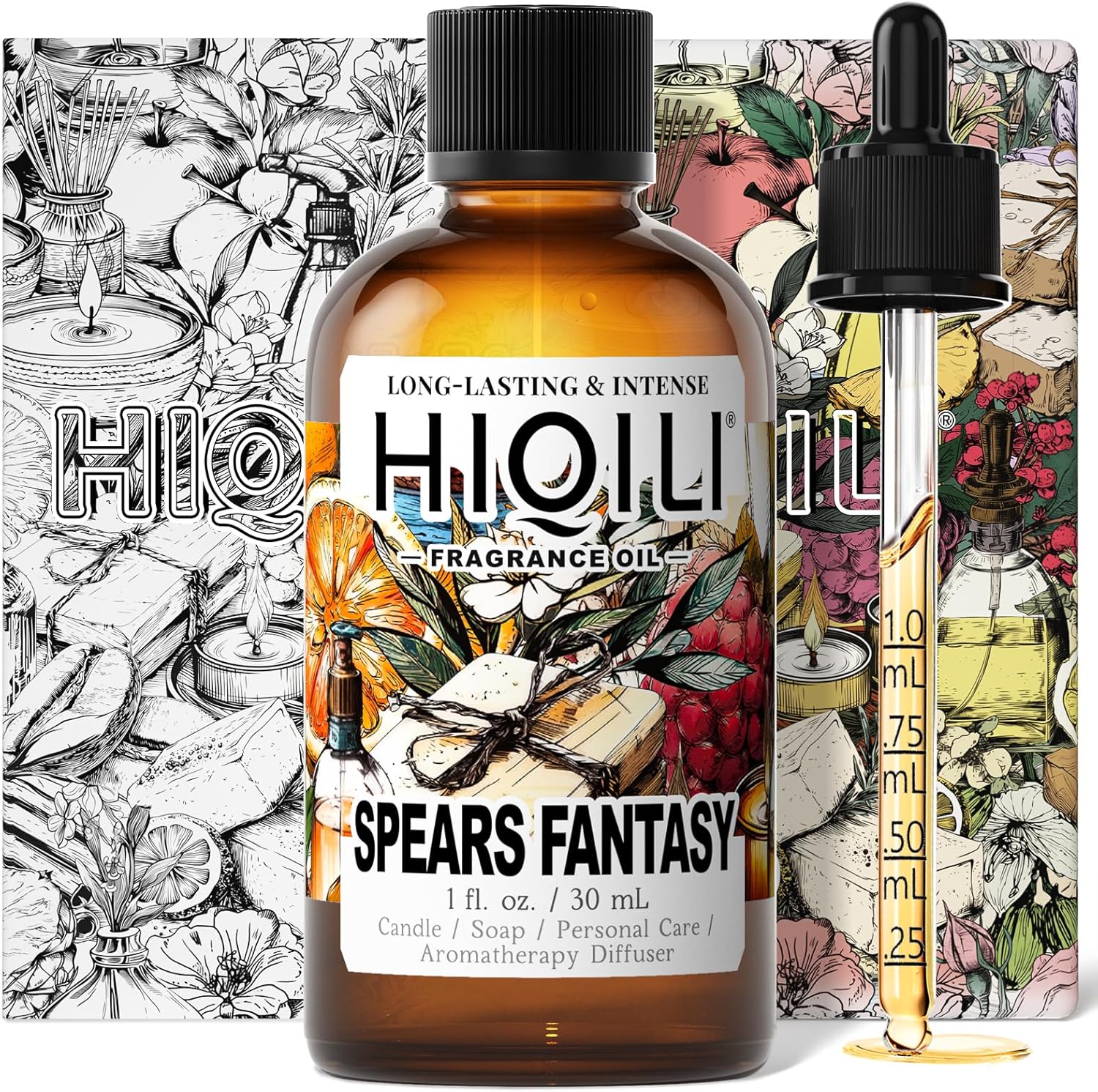 HIQILI Spears Fantasy Fragrance Oil for Home Diffuser, White Chocolate‌ & Cupcake‌ Scents, DIY Soap, Candle, Perfume Making, Long Lasting - 1 Fl Oz-GlimoraGlow