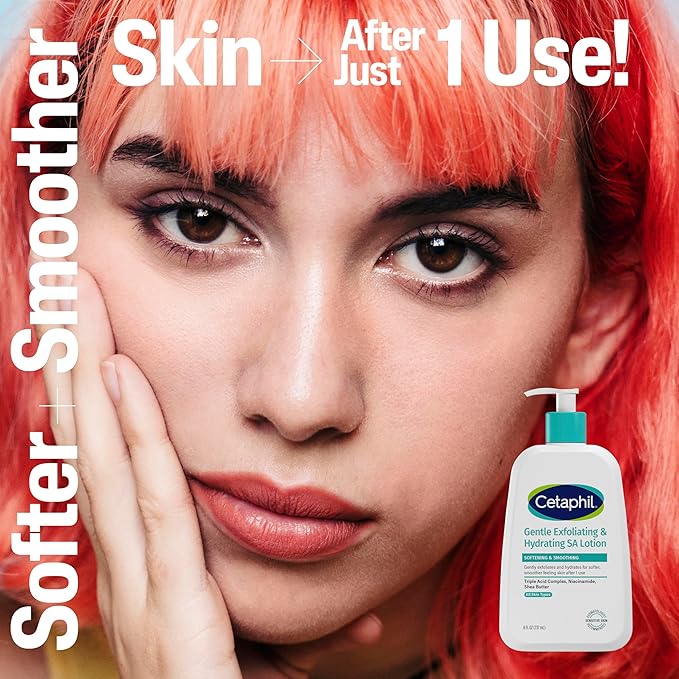 Cetaphil Gentle Exfoliating SA Lotion, Lightweight Moisturizer for All Skin Types, 8 Oz Pump Bottle, Salicylic Acid, Mandelic Acid & Gluconolactone, Gently Exfoliates, Dermatologist Recommended Brand-GlimoraGlow