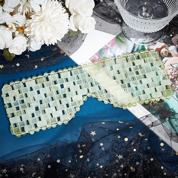 Jade Eye Mask, Eye Mask for Relaxation, Reusable Jade Eye Mask Hot or Cold Using Jade Mask Eyes Sleeping Mask for Alleviate Puffiness Face Massage Relax Eyes Meditation Beauty-GlimoraGlow