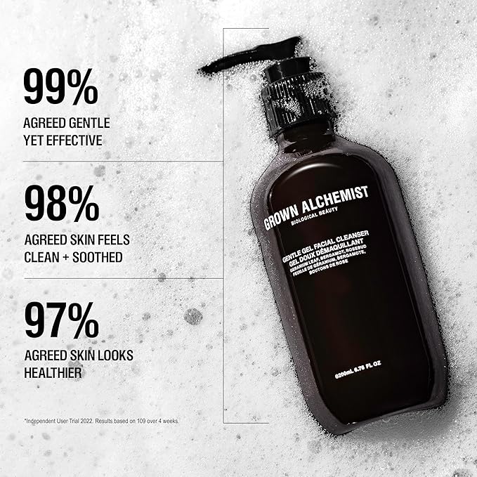 Grown Alchemist Gentle Gel Facial Cleanser (200ml) Natural Face Wash. Hydrating Bergamot & Rosebud Exfoliating with Willow Bark, a Salicylic Acid Alternative.-GlimoraGlow