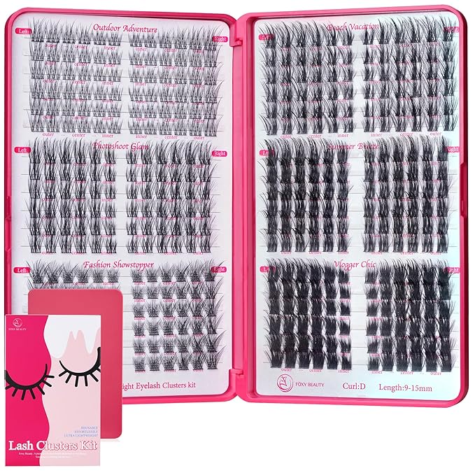 Lash Clusters Kit - Lash Clusters Left & Right Lash Extension Kit - Natural & Fluffy 0.05D Cat Eye Eyelash Clusters Lightweight No Lash Glue Included-GlimoraGlow