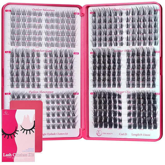 Lash Clusters Kit - Lash Clusters Left & Right Lash Extension Kit - Natural & Fluffy 0.05D Cat Eye Eyelash Clusters Lightweight No Lash Glue Included-GlimoraGlow
