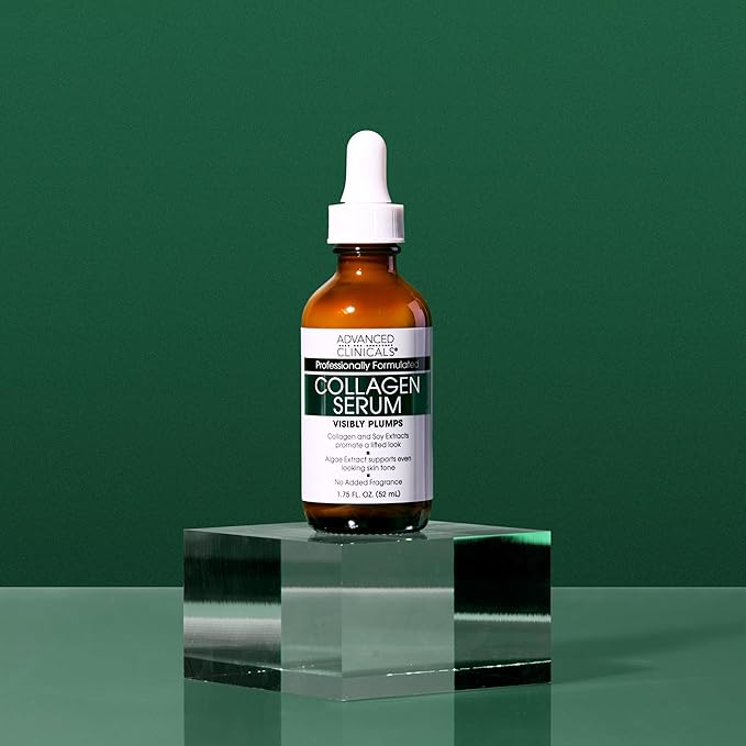 Advanced Clinicals Collagen Serum For Face | Visible Anti Aging Collagen Peptide Serum + Hyaluronic Acid Moisturizer Improves Look Of Wrinkles, Dry Skin, & Fine Lines, No added Fragrance, 2-Pack-GlimoraGlow