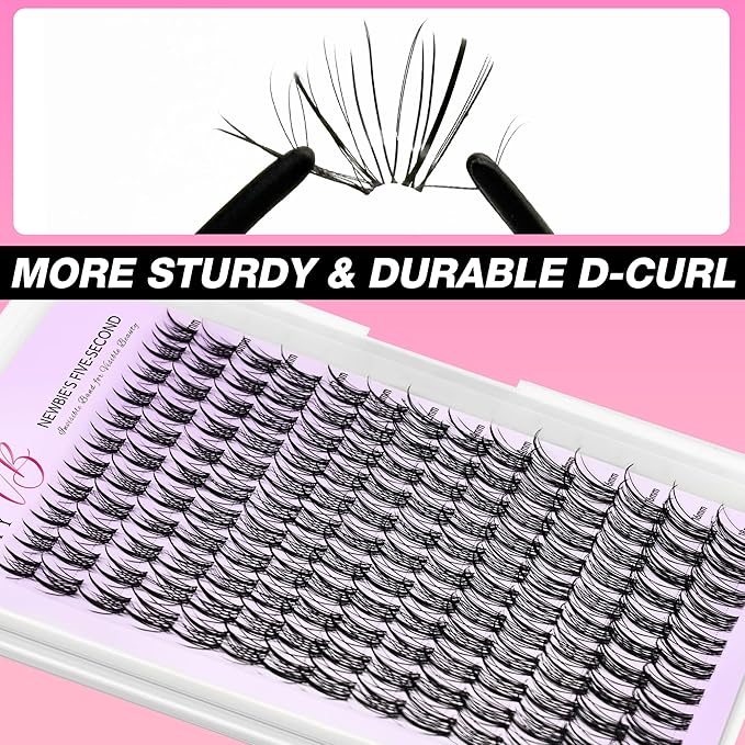 VEYESBEAUTY Lash Clusters Eyelash Extensions Thin & Invisible Band DIY Individual False Eyelashes Newbie's Five-Second Series Wispy Lash Tray for Self-application, Sylph Lashes 8-18mm Mixed Length-GlimoraGlow