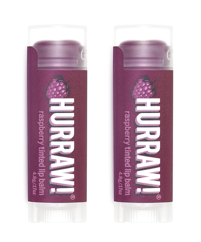 Hurraw! Raspberry Tinted Lip Balm, 2 Pack: (Sheer Berry Tint) Organic, Certified Vegan, Cruelty and Gluten Free. Non-GMO, 100% Natural Ingredients. Bee, Shea, Soy and Palm Free. Made in USA-GlimoraGlow