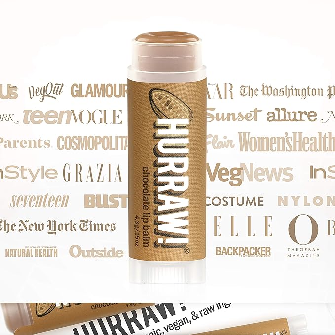 Hurraw! Chocolate Lip Balm, 2 Pack: Organic, Certified Vegan, Cruelty and Gluten Free. Non-GMO, 100% Natural Ingredients. Bee, Shea, Soy and Palm Free. Made in USA-GlimoraGlow
