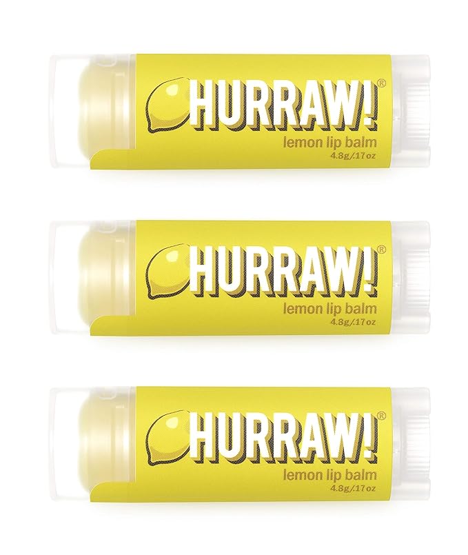 Hurraw! Lemon Lip Balm, 3 Pack: Organic, Certified Vegan, Cruelty and Gluten Free. Non-GMO, 100% Natural Ingredients. Bee, Shea, Soy and Palm Free. Made in USA-GlimoraGlow