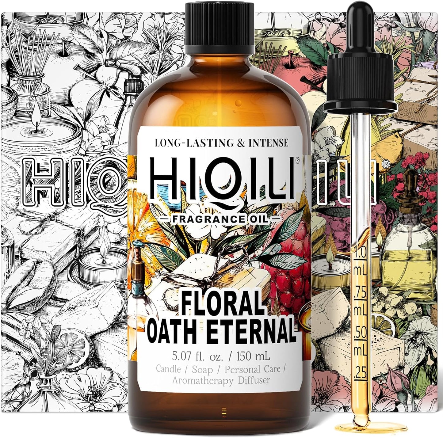 HIQILI Floral Oath Eternal Fragrance Oil, Jasmine & Peach Scents, Perfect for Soap & Candle Making, Essential Oil Diffusers, Skin and Body Scenting - 5.07 Fl Oz-GlimoraGlow