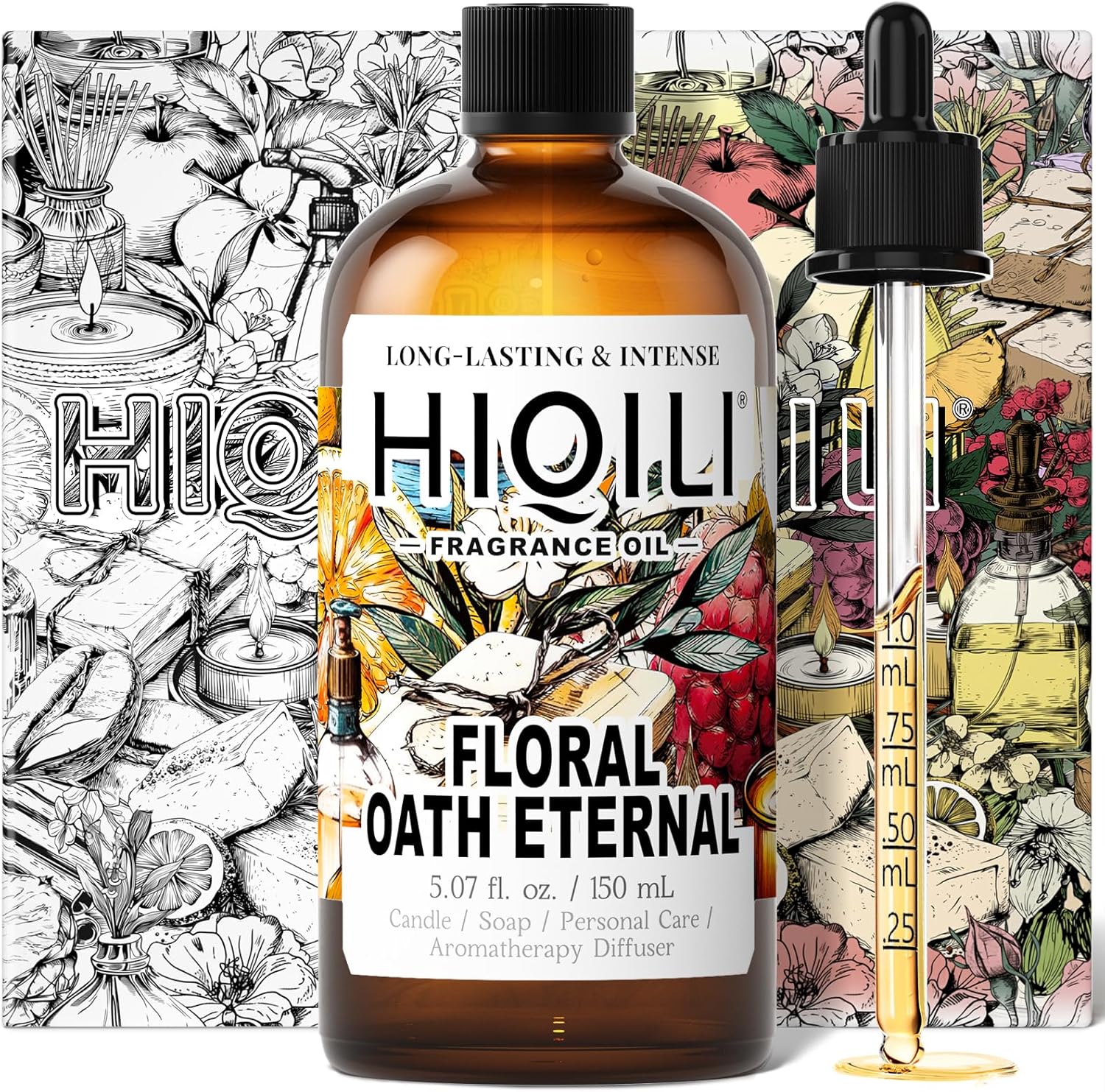 HIQILI Floral Oath Eternal Fragrance Oil, Jasmine & Peach Scents, Perfect for Soap & Candle Making, Essential Oil Diffusers, Skin and Body Scenting - 5.07 Fl Oz-GlimoraGlow