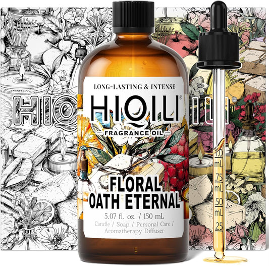 HIQILI Floral Oath Eternal Fragrance Oil, Jasmine & Peach Scents, Perfect for Soap & Candle Making, Essential Oil Diffusers, Skin and Body Scenting - 5.07 Fl Oz-GlimoraGlow