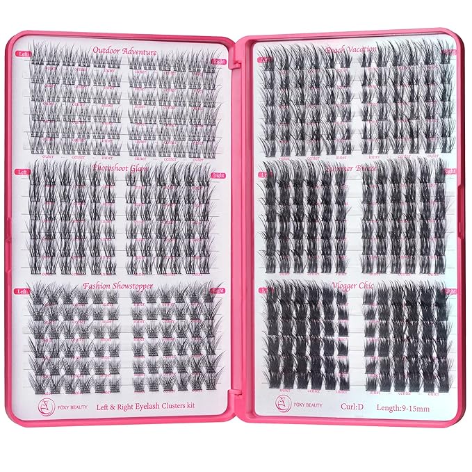 Fluffy Lash Clusters - 360Pcs Natural 0.05D Eyelash Clusters, Left & Right Eyelashes, Urtra Lightweight Cat Eye Clusters for Starter DIY at Home(Eyelashes Only）-GlimoraGlow