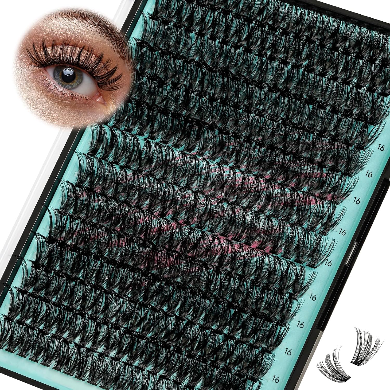 Lash Clusters Wispy 280PCS Eyelash Extension 50D Cluster Lashes Individual Lashes DIY Lash Extension Natural Look Cluster Eyelash Extensions Soft False Eyelashes at Home for Beginners(16mm)-GlimoraGlow