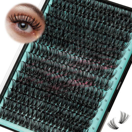 Lash Clusters Wispy 280PCS Eyelash Extension 50D Cluster Lashes Individual Lashes DIY Lash Extension Natural Look Cluster Eyelash Extensions Soft False Eyelashes at Home for Beginners(16mm)-GlimoraGlow