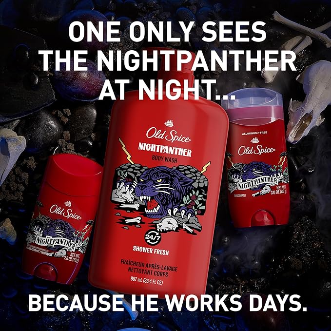 Old Spice Body Wash for Men, 3X Defense, 24/7 Shower Fresh with Long Lasting Lather, NightPanther Scent, 33.4 fl oz (Pack of 4)-GlimoraGlow