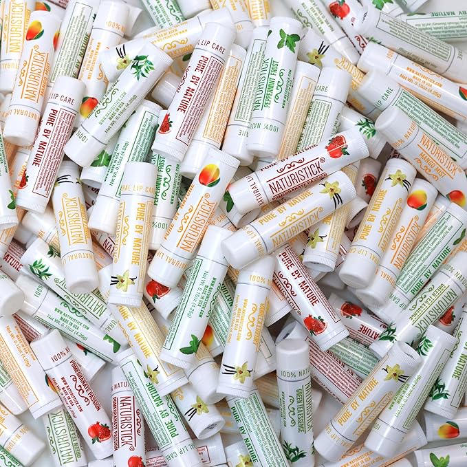 155-Pack Lip Balm in Bulk by Naturistick. Assorted Scents. 100% Natural Ingredients. Includes Display Fishbowl. Best Beeswax Chapstick for Dry, Chapped Lips. Made in USA-GlimoraGlow