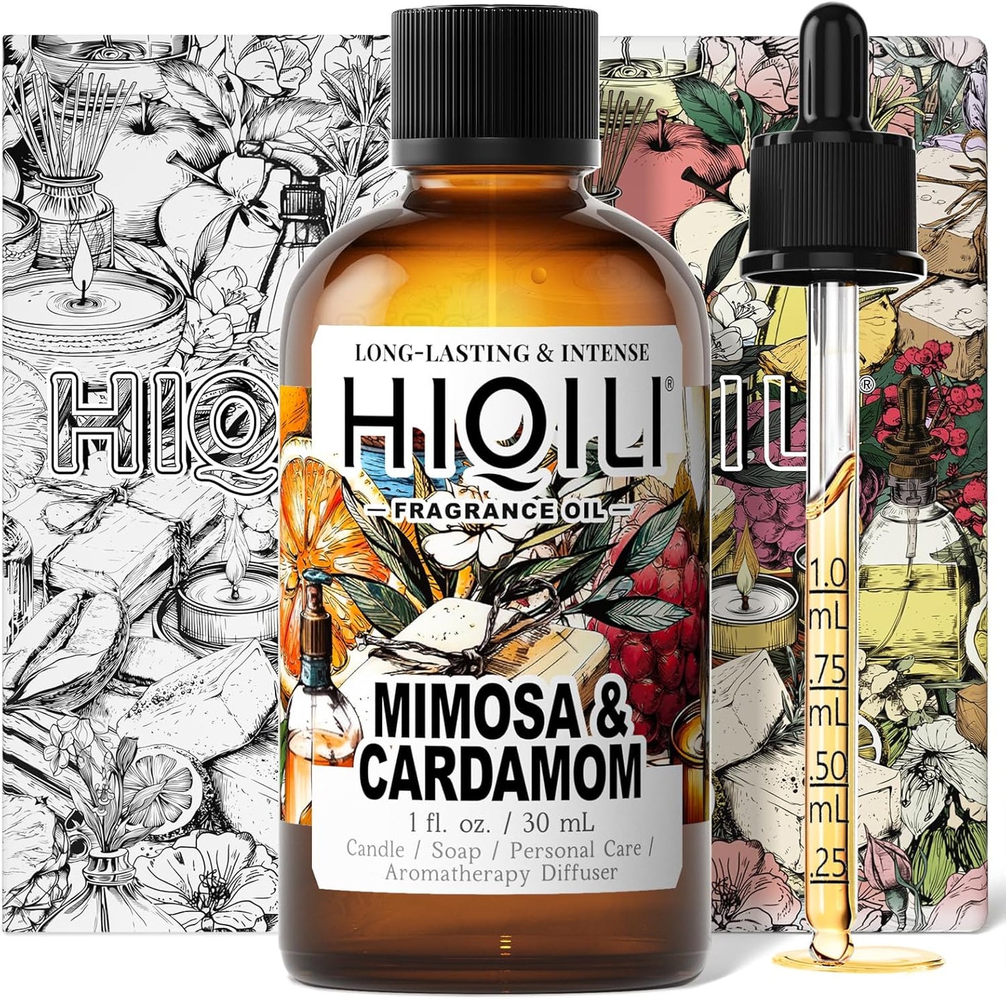 HIQILI Mimosa & Cardamom Fragrance Oil for Candle & Soap Making,Ideal for Essential Oil Diffuser, DIY Perfume, Room Sprays - 1 Fl Oz-GlimoraGlow