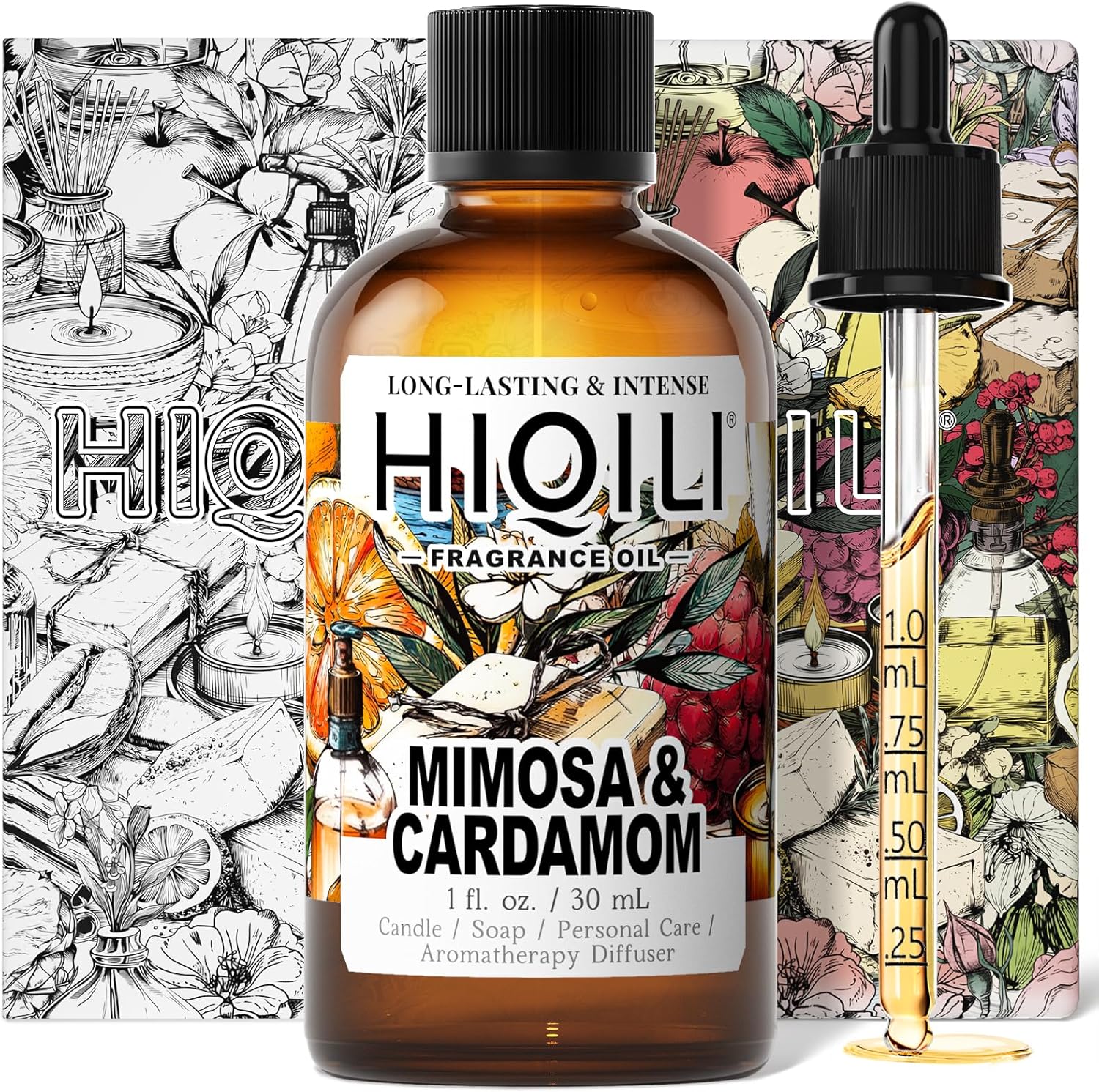 HIQILI Mimosa & Cardamom Fragrance Oil for Candle & Soap Making,Ideal for Essential Oil Diffuser, DIY Perfume, Room Sprays - 1 Fl Oz-GlimoraGlow