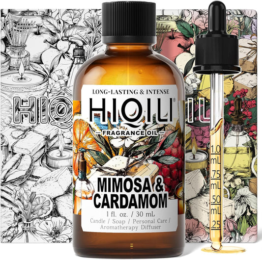 HIQILI Mimosa & Cardamom Fragrance Oil for Candle & Soap Making,Ideal for Essential Oil Diffuser, DIY Perfume, Room Sprays - 1 Fl Oz-GlimoraGlow