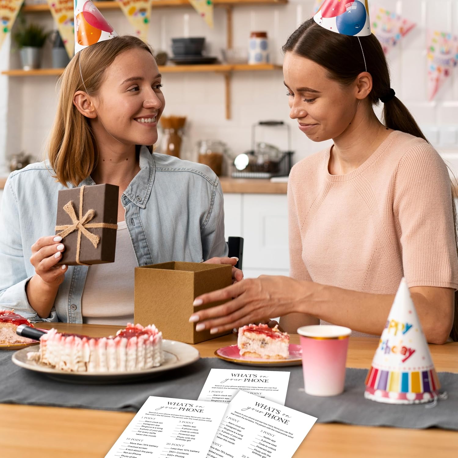 Birthday Party Games, What's on Your Phone, 25 Pcs Card Set for Guests, Fun Birthday Game for Teen Adults – A07