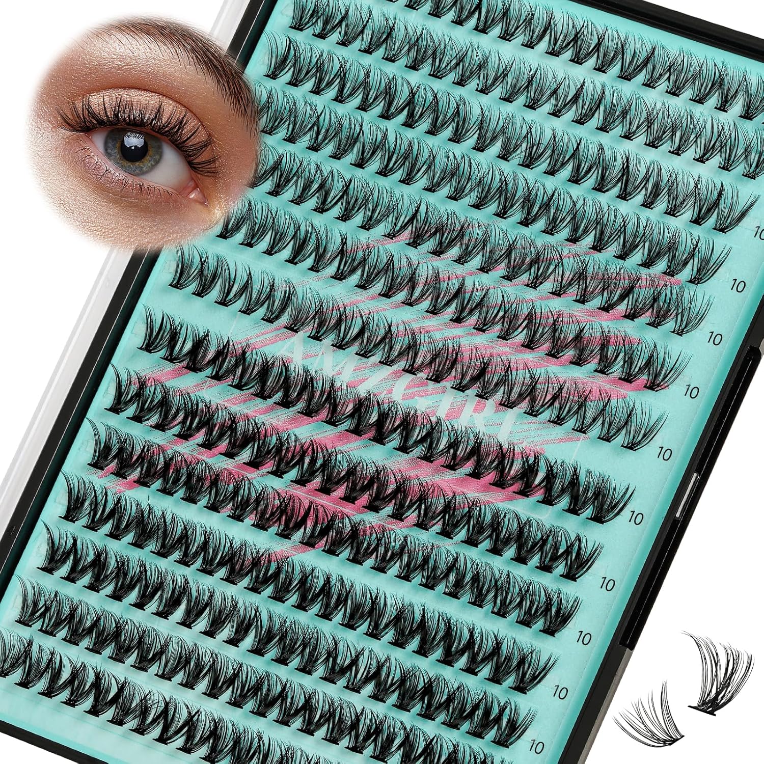 Lash Clusters Wispy 280PCS Eyelash Extension 30D 40D Cluster Lashes Individual Lashes DIY Lash Extension Natural Look Cluster Eyelash Extensions Soft False Eyelashes at Home for Beginners(10mm)-GlimoraGlow