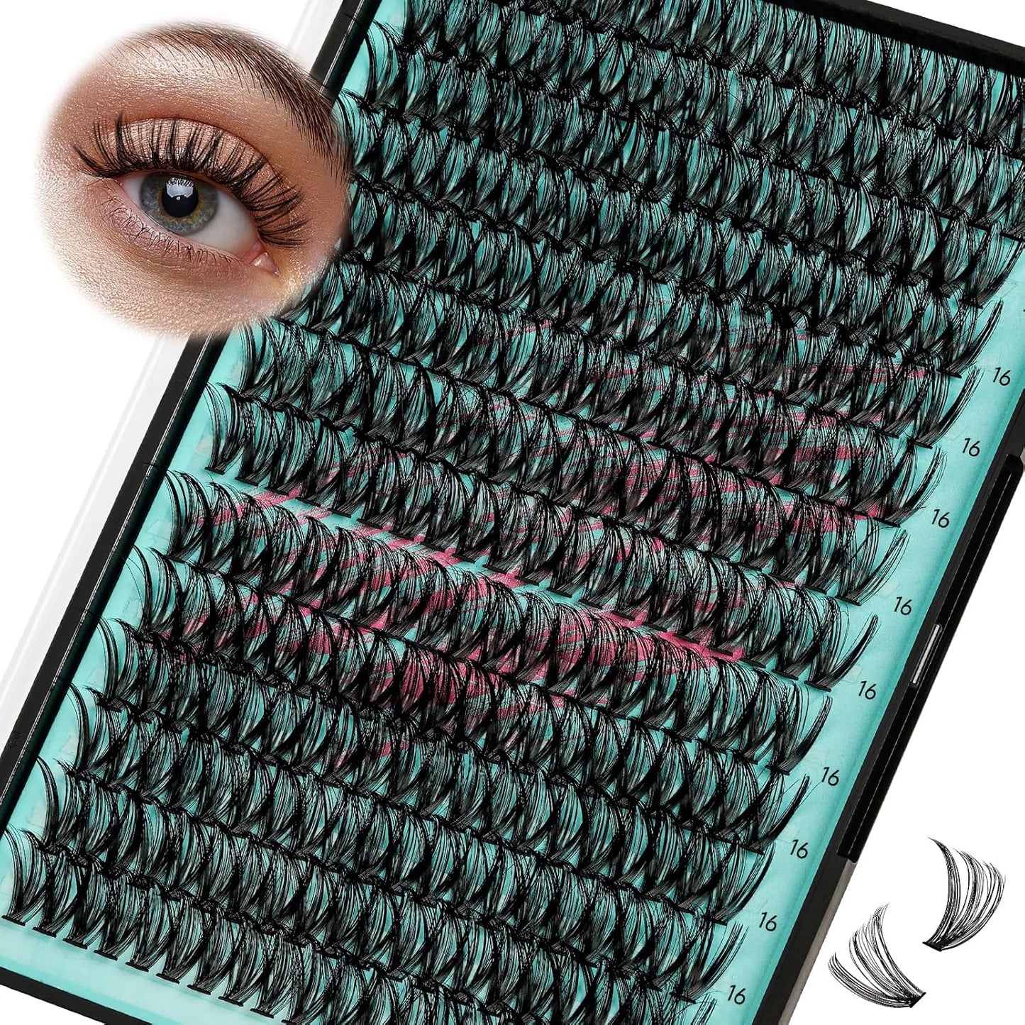 Lash Clusters Wispy 280PCS Eyelash Extension 40D Cluster Lashes Individual Lashes DIY Lash Extension Natural Look Cluster Eyelash Extensions Soft False Eyelashes at Home for Beginners(16mm)-GlimoraGlow