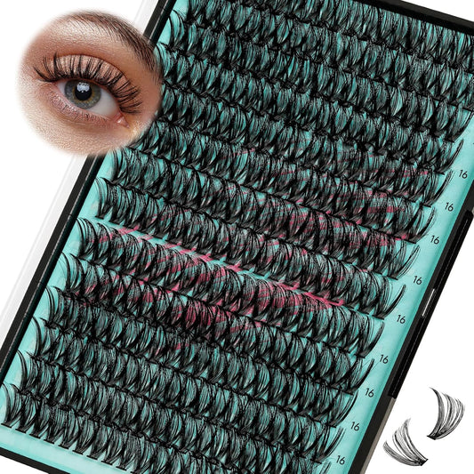Lash Clusters Wispy 280PCS Eyelash Extension 40D Cluster Lashes Individual Lashes DIY Lash Extension Natural Look Cluster Eyelash Extensions Soft False Eyelashes at Home for Beginners(16mm)-GlimoraGlow