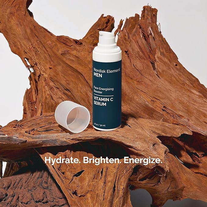 Nordisk Element Vitamin C Face Serum for Men, Anti-aging formula, Improve Appearance of Dark Spots, Tone, Fine Lines & Wrinkles, with Natural Vitamin C & Hyaluronic Acid, 1 Fl Oz-GlimoraGlow