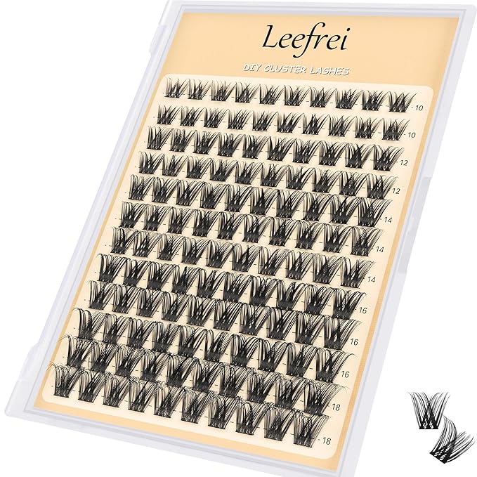 Eyelash Clusters 10-18mm Wispy Lash Clusters D Curl DIY Cluster Lash Extension Kit Individual Lashes Kit With Bond & Seal, Glue Remover, Tweezers(LF01 Lashes Set)-GlimoraGlow