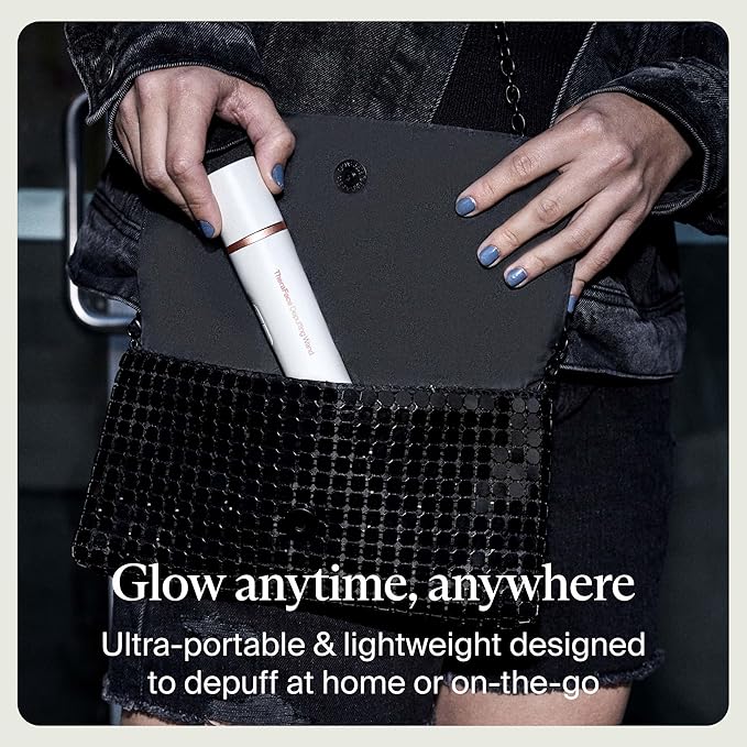 Therabody TheraFace Depuffing Wand – Cold and Heat Skincare Treatment to Depuff and Glow; Beauty Wand, Face Roller and Eye Massager for Eye Puffiness, Dark Circles and Skin Radiance (White)-GlimoraGlow