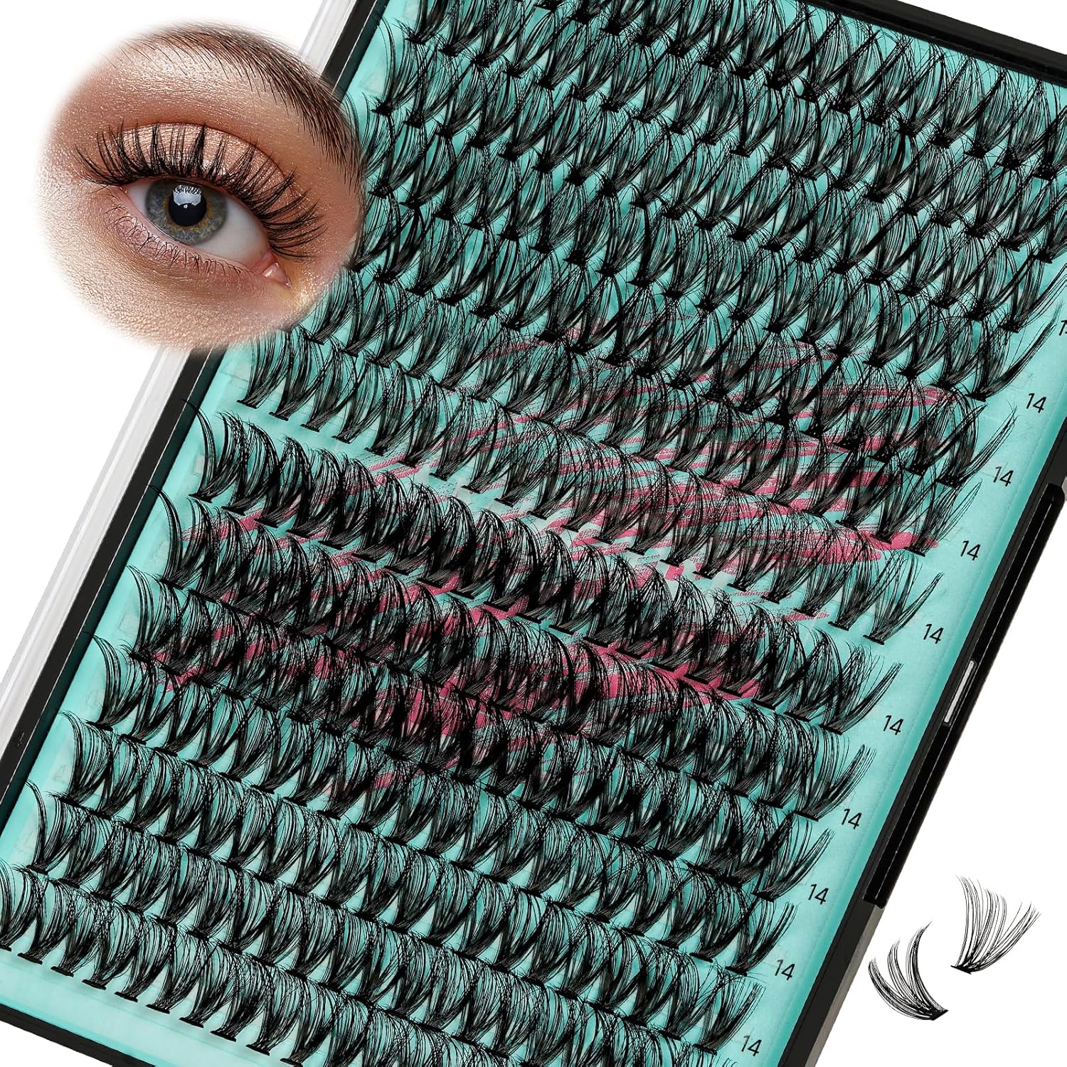 Lash Clusters Wispy 280PCS Eyelash Extension 30D 40D Cluster Lashes Individual Lashes DIY Lash Extension Natural Look Cluster Eyelash Extensions Soft False Eyelashes at Home for Beginners(14mm)-GlimoraGlow