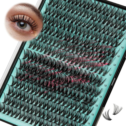 Lash Clusters Wispy 280PCS Eyelash Extension 30D 40D Cluster Lashes Individual Lashes DIY Lash Extension Natural Look Cluster Eyelash Extensions Soft False Eyelashes at Home for Beginners(14mm)-GlimoraGlow