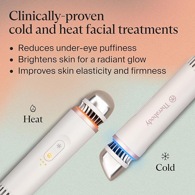 Therabody TheraFace Depuffing Wand – Cold and Heat Skincare Treatment to Depuff and Glow; Beauty Wand, Face Roller and Eye Massager for Eye Puffiness, Dark Circles and Skin Radiance (White)-GlimoraGlow