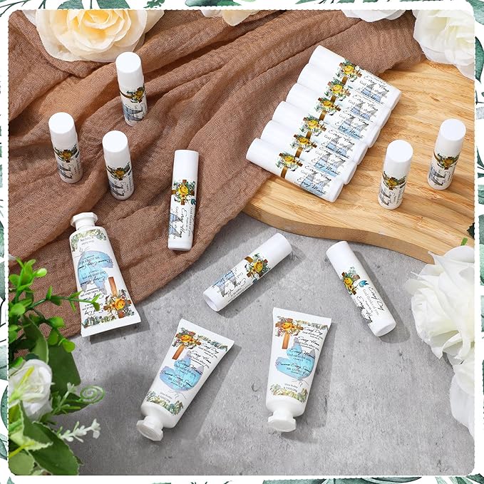 144 Pcs Christian Lip Balm Hand Cream Set Party Favors, Include 36 Bible Lip Balm 36 Moisturizing Hand Cream 36 Bags 36 Cards and Ropes for Accessories Gifts (Biblical, Cross)-GlimoraGlow