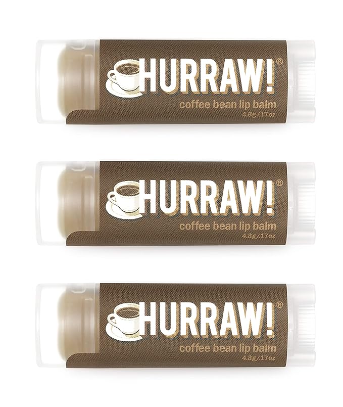 Hurraw! Coffee Bean Lip Balm, 3 Pack: Organic, Certified Vegan, Cruelty and Gluten Free. Non-GMO, 100% Natural Ingredients. Bee, Shea, Soy and Palm Free. Made in USA-GlimoraGlow
