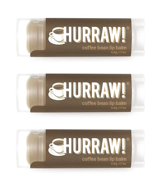 Hurraw! Coffee Bean Lip Balm, 3 Pack: Organic, Certified Vegan, Cruelty and Gluten Free. Non-GMO, 100% Natural Ingredients. Bee, Shea, Soy and Palm Free. Made in USA-GlimoraGlow