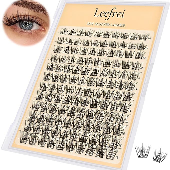Eyelash Clusters 10-18mm Wispy Eyelash Clusters D Curl DIY Lash Extension Natural Lash Clusters Individual Lashes (LF02 Lashes Only)-GlimoraGlow