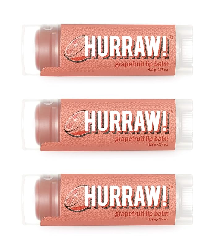 Hurraw! Grapefruit Lip Balm, 3 Pack: Organic, Certified Vegan, Cruelty and Gluten Free. Non-GMO, 100% Natural Ingredients. Bee, Shea, Soy and Palm Free. Made in USA-GlimoraGlow