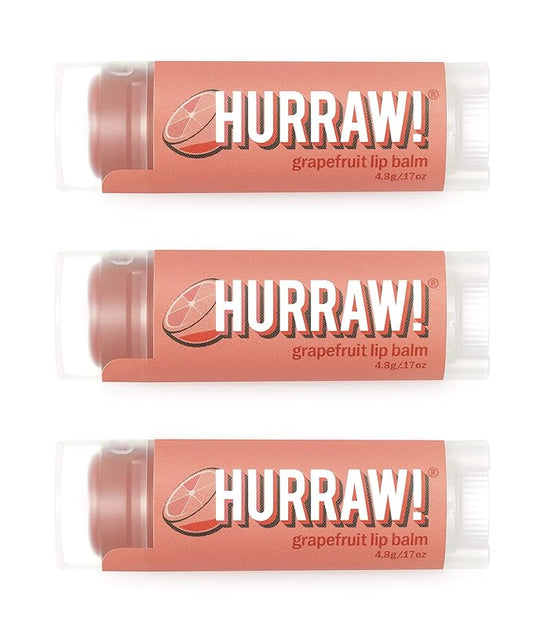 Hurraw! Grapefruit Lip Balm, 3 Pack: Organic, Certified Vegan, Cruelty and Gluten Free. Non-GMO, 100% Natural Ingredients. Bee, Shea, Soy and Palm Free. Made in USA-GlimoraGlow