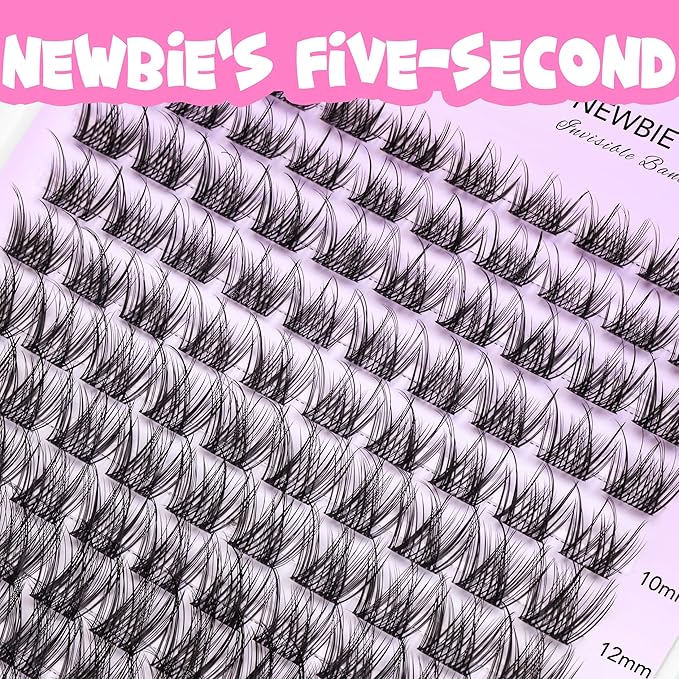 VEYESBEAUTY Lash Clusters Individual Eyelash Extensions Thin & Invisible Band DIY False Eyelashes for Self-application Newbie's Five-Second Series Wispy Lash Tray, LuxeBold 8-16mm Mixed Length-GlimoraGlow