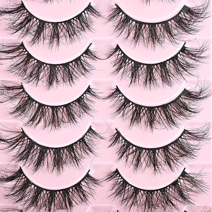 FARRED Cat Eye Lashes Short Natural Eyelashes 15mm Fluffy Wispy Strip Eyelash 14 Pairs Cute Natural Fake Lashes Packs Small Full Pestañas Set (F10 | 9-15mm)-GlimoraGlow