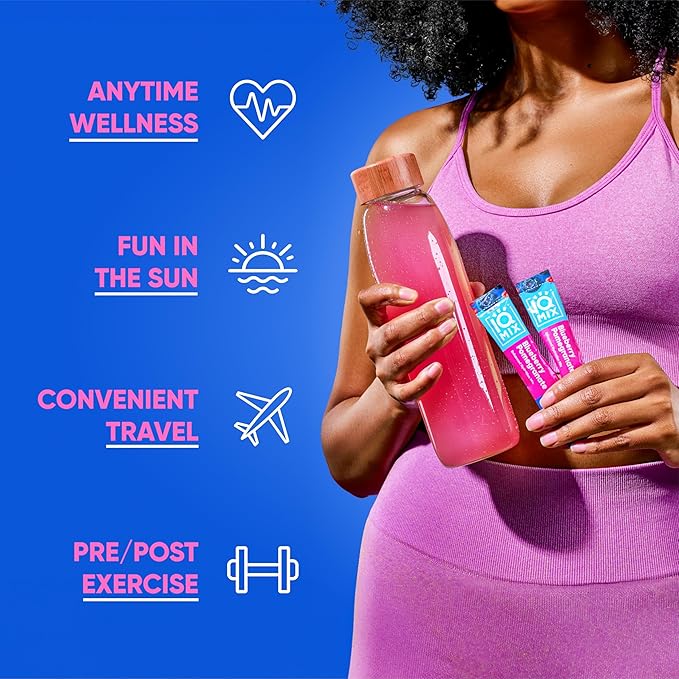 IQMIX Hydration Electrolyte Powder – 4-in-1 Formula for Hydration, Mental Clarity, Mood and Recovery – Sugar-Free Drink Mix, Keto, Magnesium L-Threonate, Lion’s Mane – 40 Count Blueberry Pomegranate-GlimoraGlow