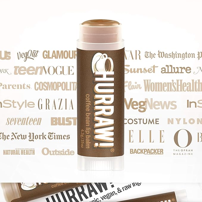 Hurraw! Coffee Bean Lip Balm, 3 Pack: Organic, Certified Vegan, Cruelty and Gluten Free. Non-GMO, 100% Natural Ingredients. Bee, Shea, Soy and Palm Free. Made in USA-GlimoraGlow
